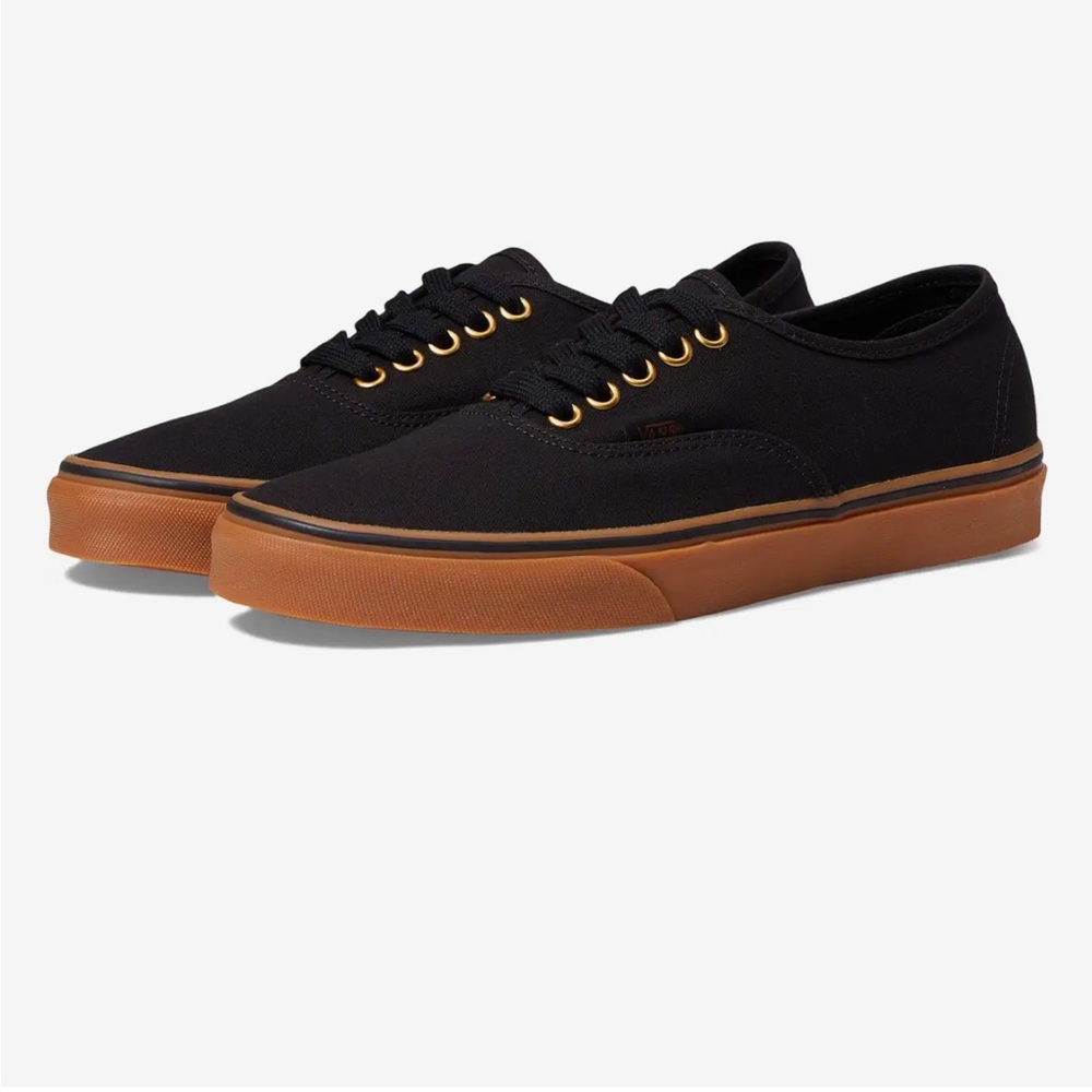 Vans Authentic Black Canvas Sneakers Gum Sole Low Tops